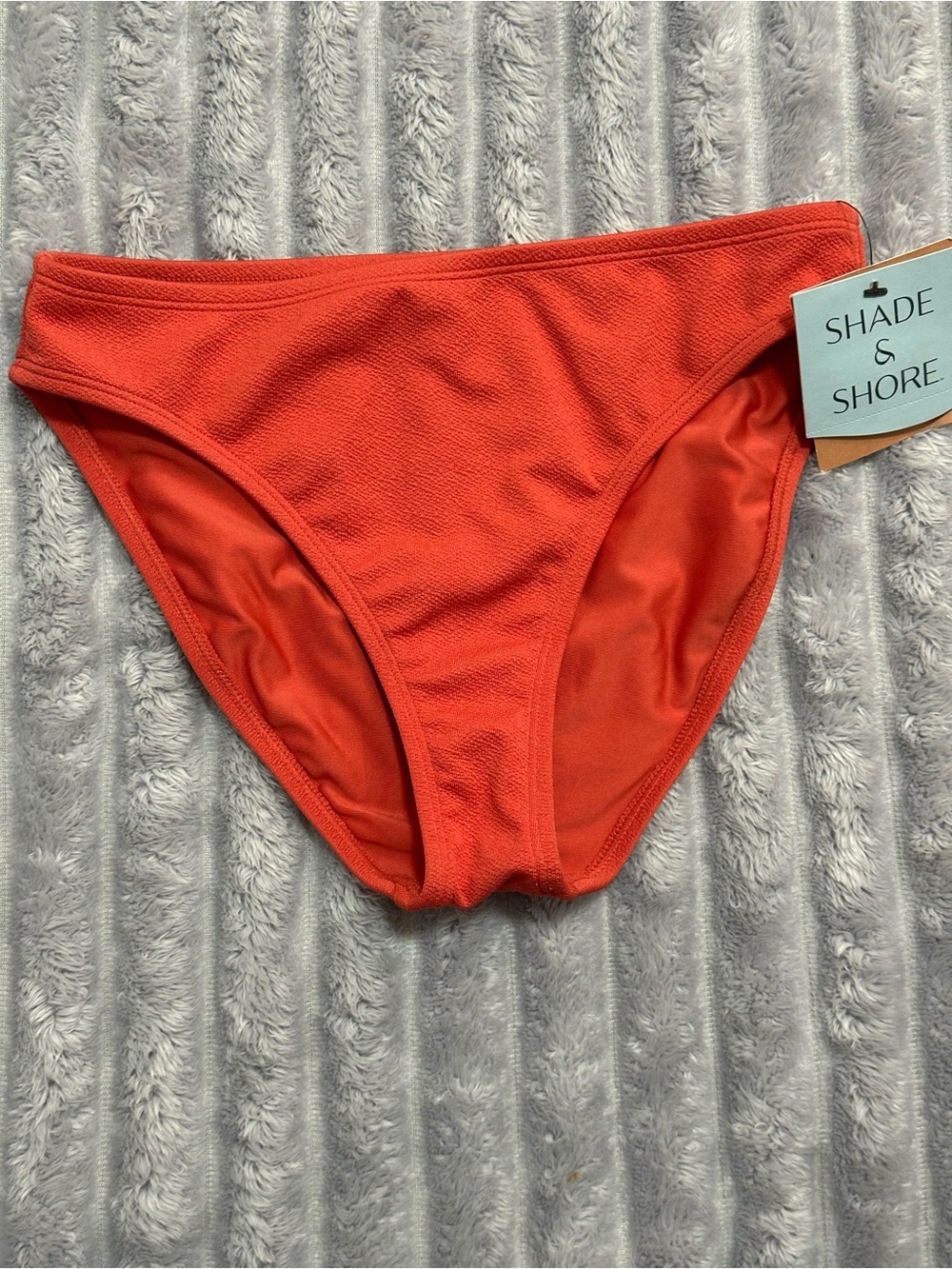 Shade & Shore Women's Bright Orange High-Rise Bikini Bottom